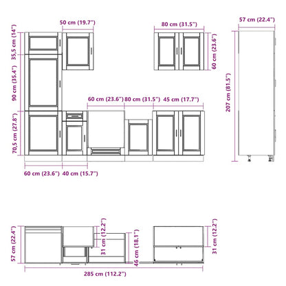 vidaXL 7-tlg. Küchenschrank-Set Porto Hochglanz-Weiß Holzwerkstoff