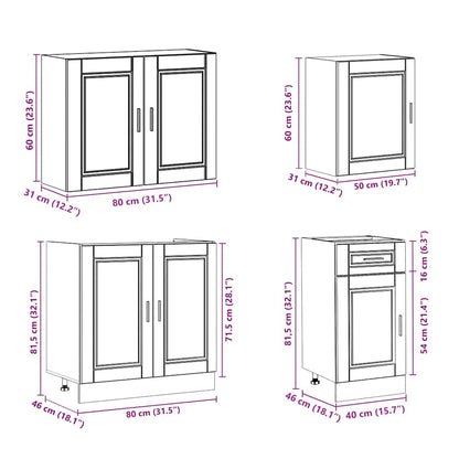 vidaXL 7-tlg. Küchenschrank-Set Porto Hochglanz-Weiß Holzwerkstoff