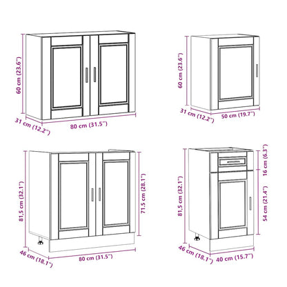 vidaXL Ensemble de meubles de cuisine 7 pcs Porto aspect bois de récupération bois d'ingénierie