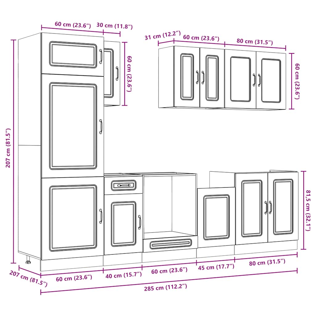 8-tlg. Küchenschrank-Set Kalmar Weiß Holzwerkstoff