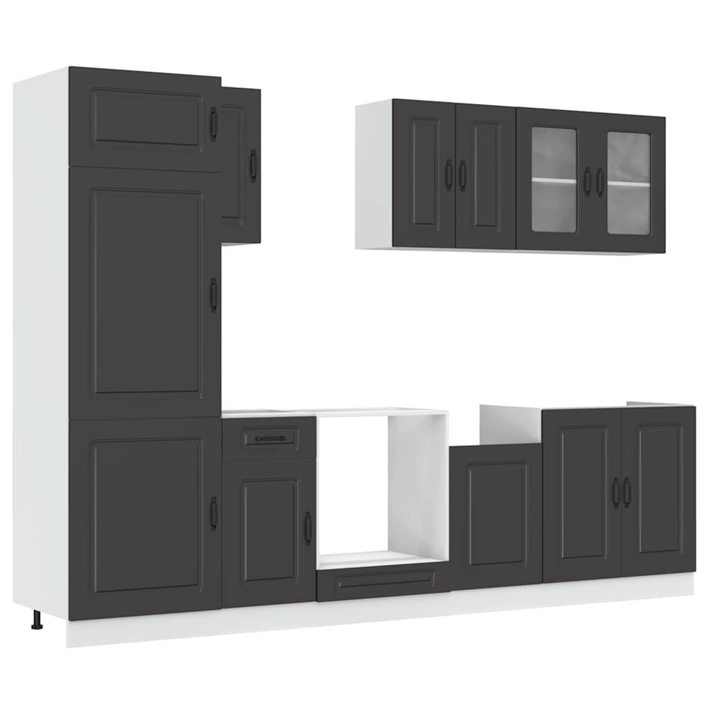 vidaXL 8-tlg. Küchenschrank-Set Kalmar Schwarz Holzwerkstoff