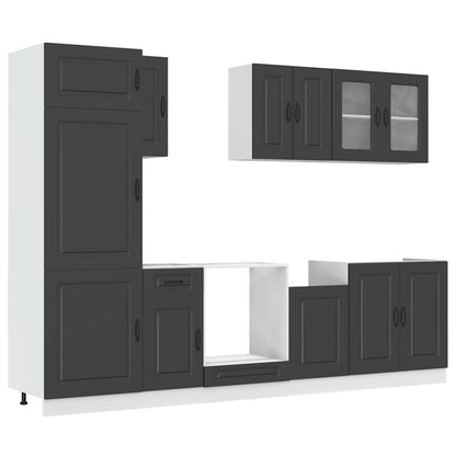 vidaXL 8-tlg. Küchenschrank-Set Kalmar Schwarz Holzwerkstoff
