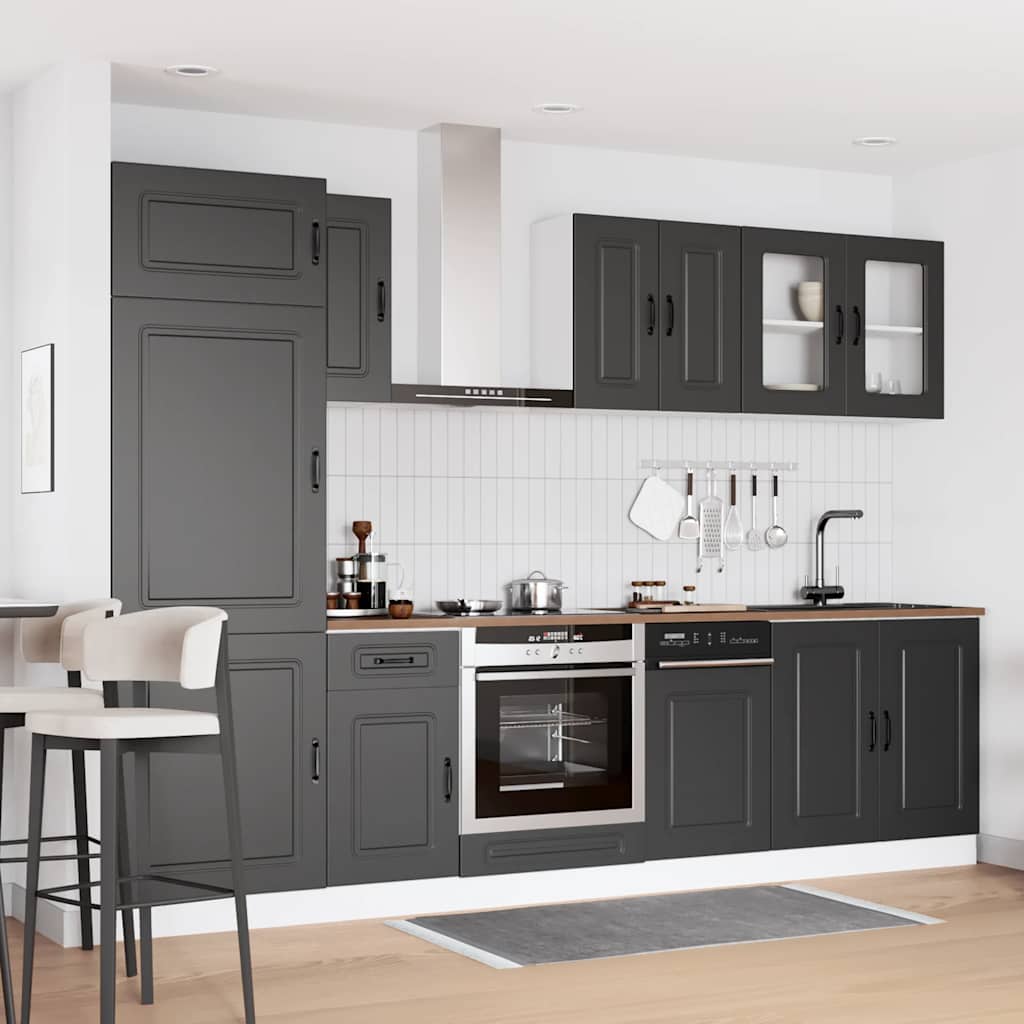 vidaXL 8-tlg. Küchenschrank-Set Kalmar Schwarz Holzwerkstoff