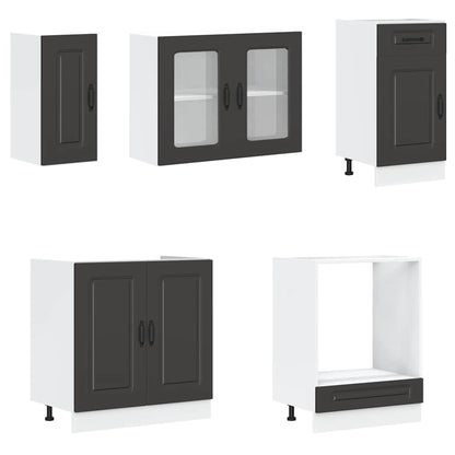 vidaXL 8-tlg. Küchenschrank-Set Kalmar Schwarz Holzwerkstoff