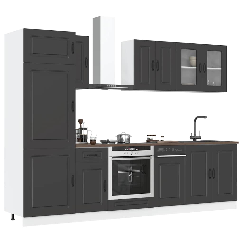 vidaXL 8-tlg. Küchenschrank-Set Kalmar Schwarz Holzwerkstoff