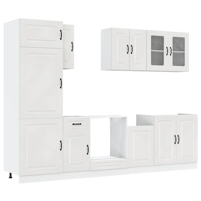 vidaXL 8-tlg. Küchenschrank-Set Kalmar Kalmar Hochglanz-Weiß Holzwerkstoff