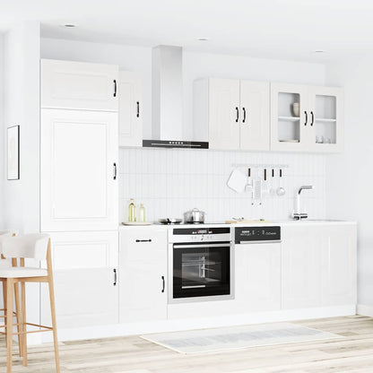 vidaXL 8-tlg. Küchenschrank-Set Kalmar Kalmar Hochglanz-Weiß Holzwerkstoff
