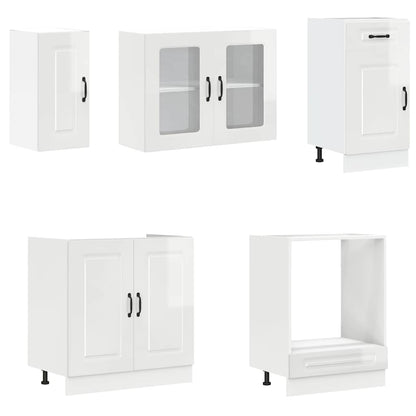 vidaXL 8-tlg. Küchenschrank-Set Kalmar Kalmar Hochglanz-Weiß Holzwerkstoff