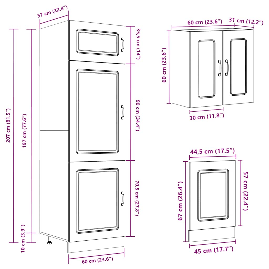 vidaXL 8-tlg. Küchenschrank-Set Kalmar Kalmar Hochglanz-Weiß Holzwerkstoff