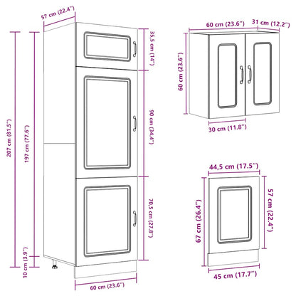 vidaXL 8-tlg. Küchenschrank-Set Kalmar Kalmar Hochglanz-Weiß Holzwerkstoff