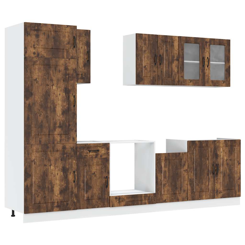 vidaXL Ensemble de 8 meubles de cuisine Kalmar en bois d'ingénierie chêne fumé