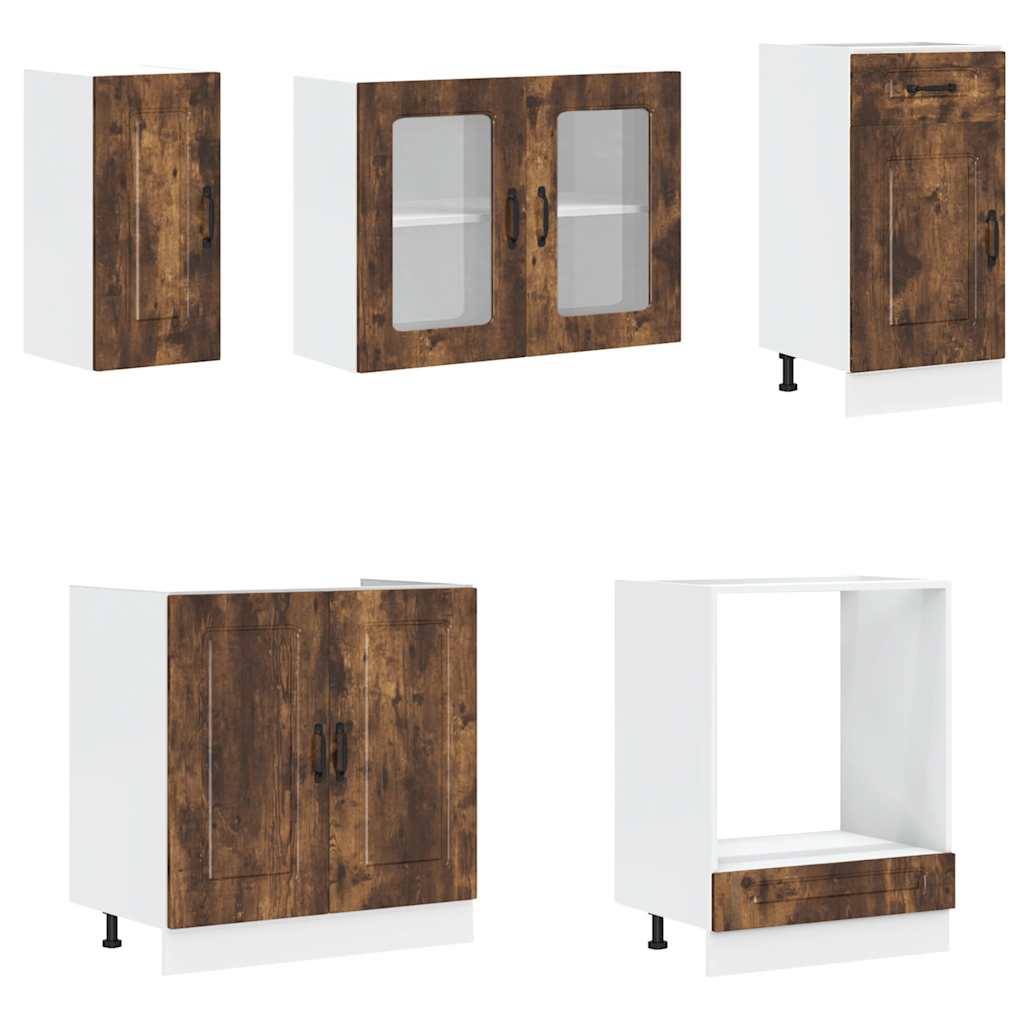 vidaXL Ensemble de 8 meubles de cuisine Kalmar en bois d'ingénierie chêne fumé