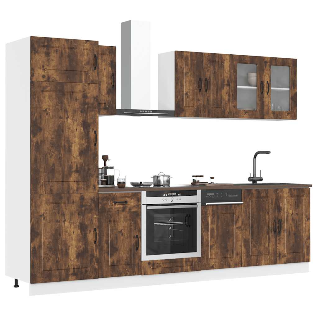 vidaXL Ensemble de 8 meubles de cuisine Kalmar en bois d'ingénierie chêne fumé