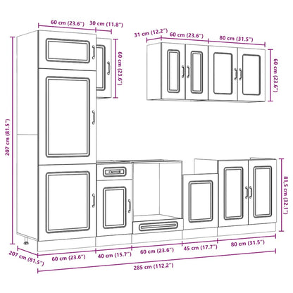 8-tlg. Küchenschrank-Set Kalmar Grau Sonoma Holzwerkstoff