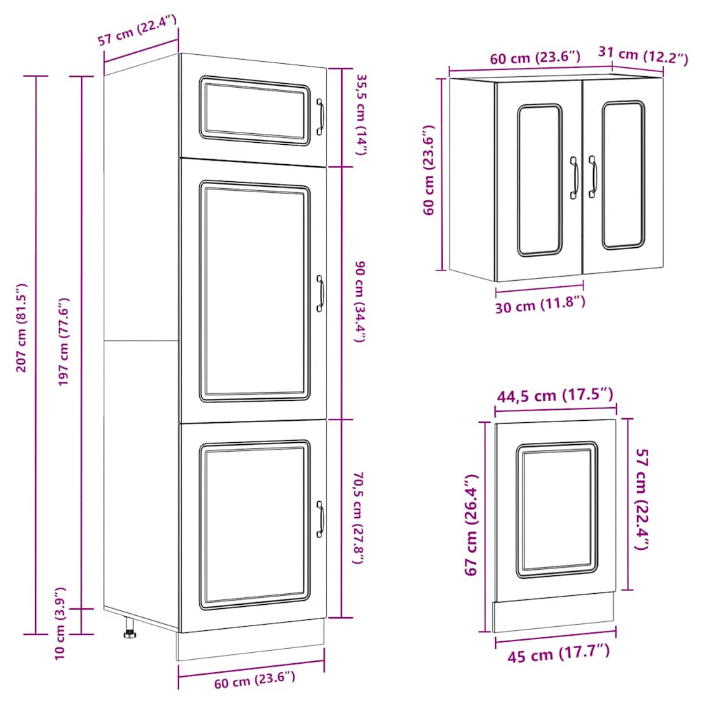 vidaXL 8-tlg. Küchenschrank-Set Kalmar Altholz-Optik Holzwerkstoff