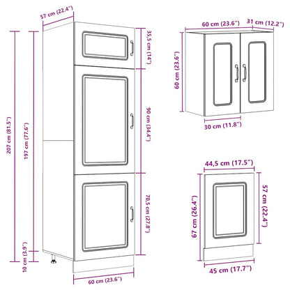 vidaXL 8-tlg. Küchenschrank-Set Kalmar Altholz-Optik Holzwerkstoff