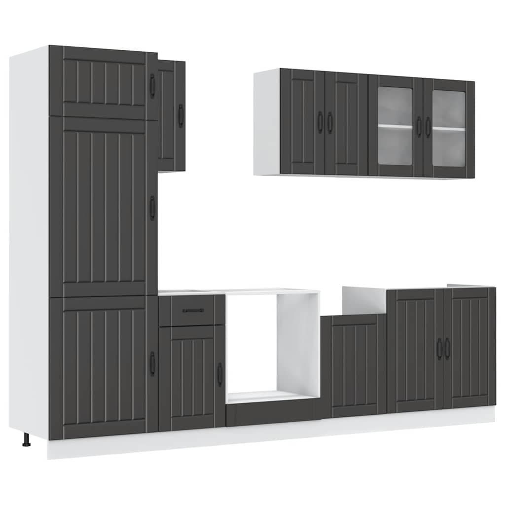 vidaXL 8-tlg. Küchenschrank-Set Kalmar Schwarz Holzwerkstoff