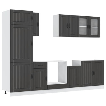 vidaXL 8-tlg. Küchenschrank-Set Kalmar Schwarz Holzwerkstoff