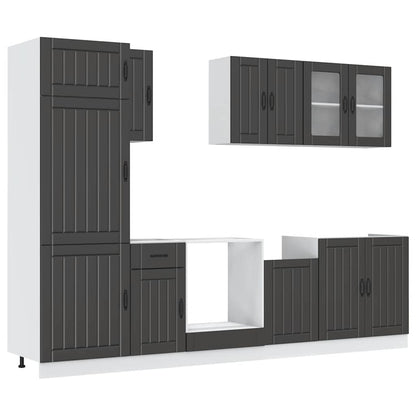 vidaXL 8-tlg. Küchenschrank-Set Kalmar Schwarz Holzwerkstoff