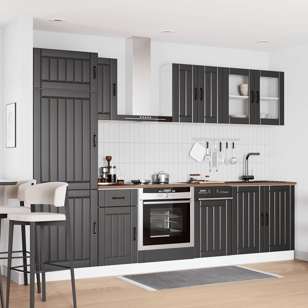 vidaXL 8-tlg. Küchenschrank-Set Kalmar Schwarz Holzwerkstoff
