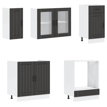 vidaXL 8-tlg. Küchenschrank-Set Kalmar Schwarz Holzwerkstoff