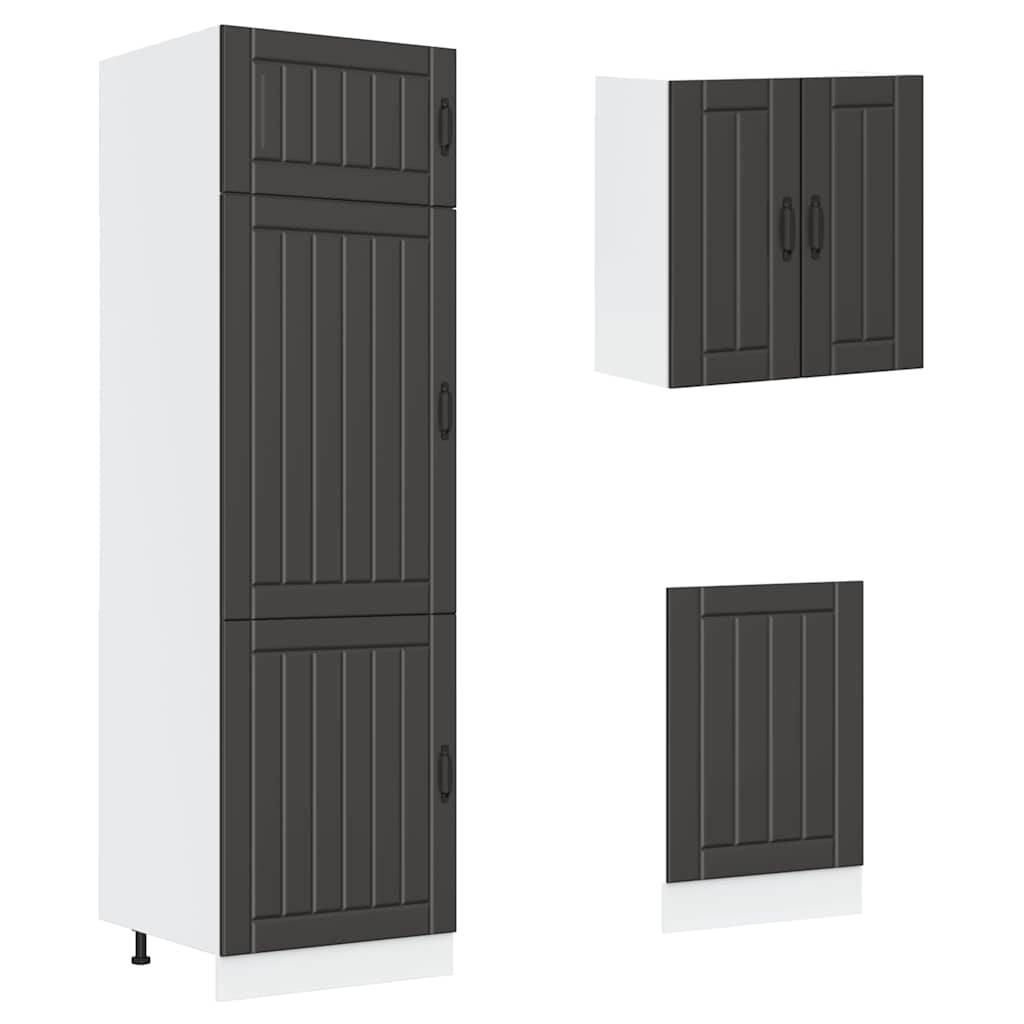 vidaXL 8-tlg. Küchenschrank-Set Kalmar Schwarz Holzwerkstoff