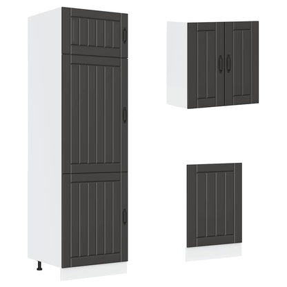vidaXL 8-tlg. Küchenschrank-Set Kalmar Schwarz Holzwerkstoff