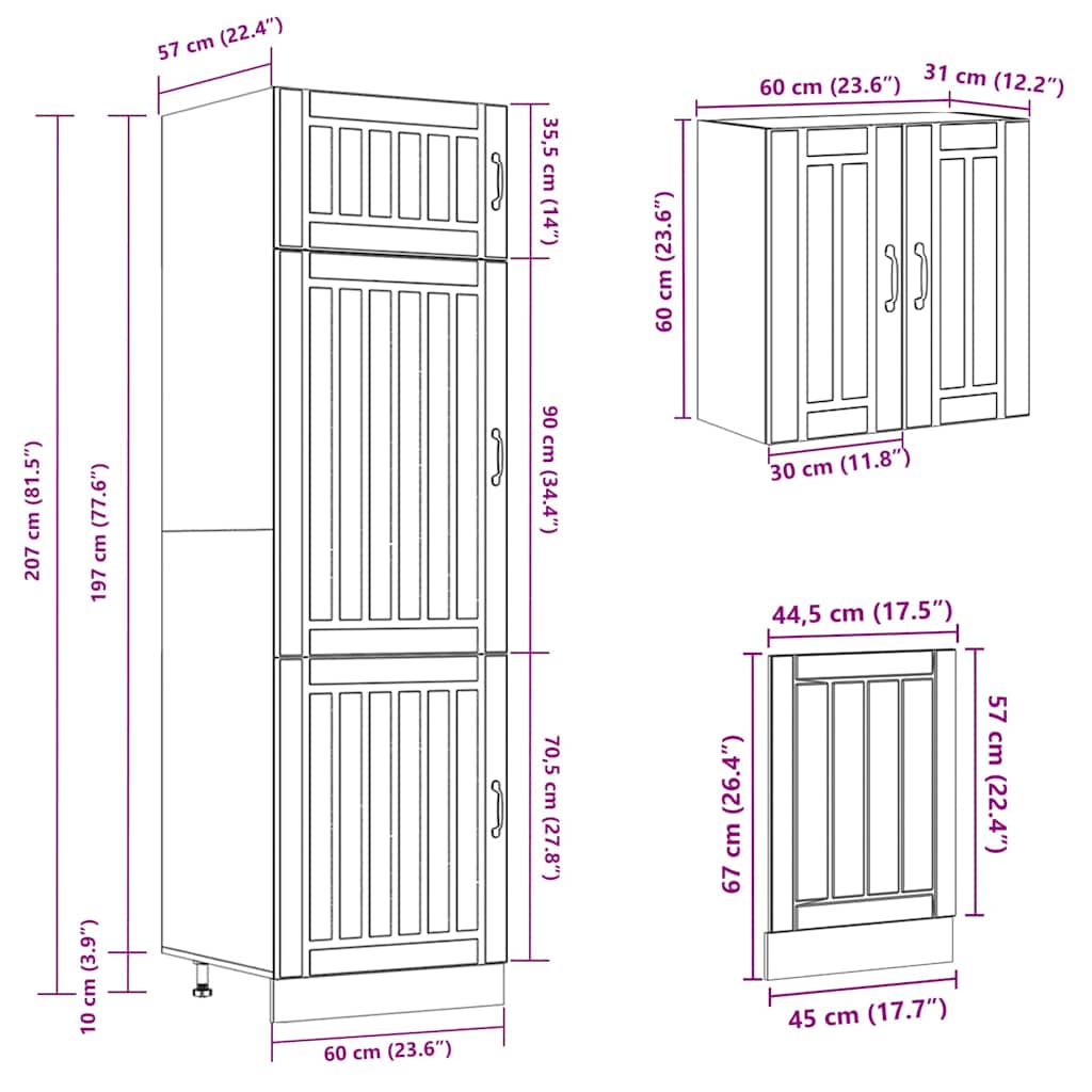 vidaXL 8-tlg. Küchenschrank-Set Kalmar Schwarz Holzwerkstoff