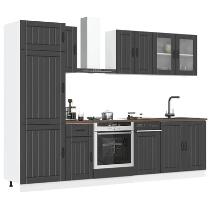vidaXL 8-tlg. Küchenschrank-Set Kalmar Schwarz Holzwerkstoff