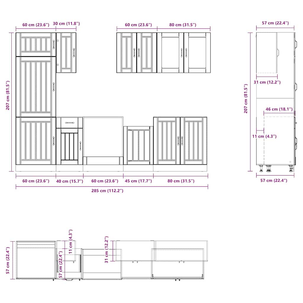 vidaXL 8-tlg. Küchenschrank-Set Lucca Hochglanz-Weiß Holzwerkstoff
