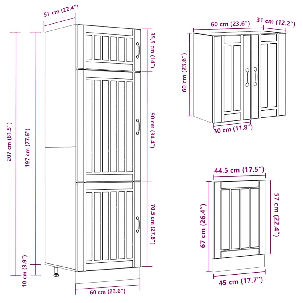 vidaXL 8-tlg. Küchenschrank-Set Lucca Sonoma-Eiche Holzwerkstoff