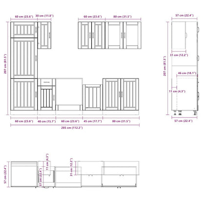 vidaXL 8-tlg. Küchenschrank-Set Lucca Betongrau Holzwerkstoff