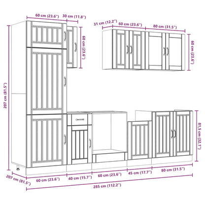 vidaXL 8-tlg. Küchenschrank-Set Lucca Betongrau Holzwerkstoff