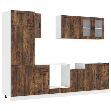 vidaXL 8-tlg. Küchenschrank-Set Lucca Räuchereiche Holzwerkstoff