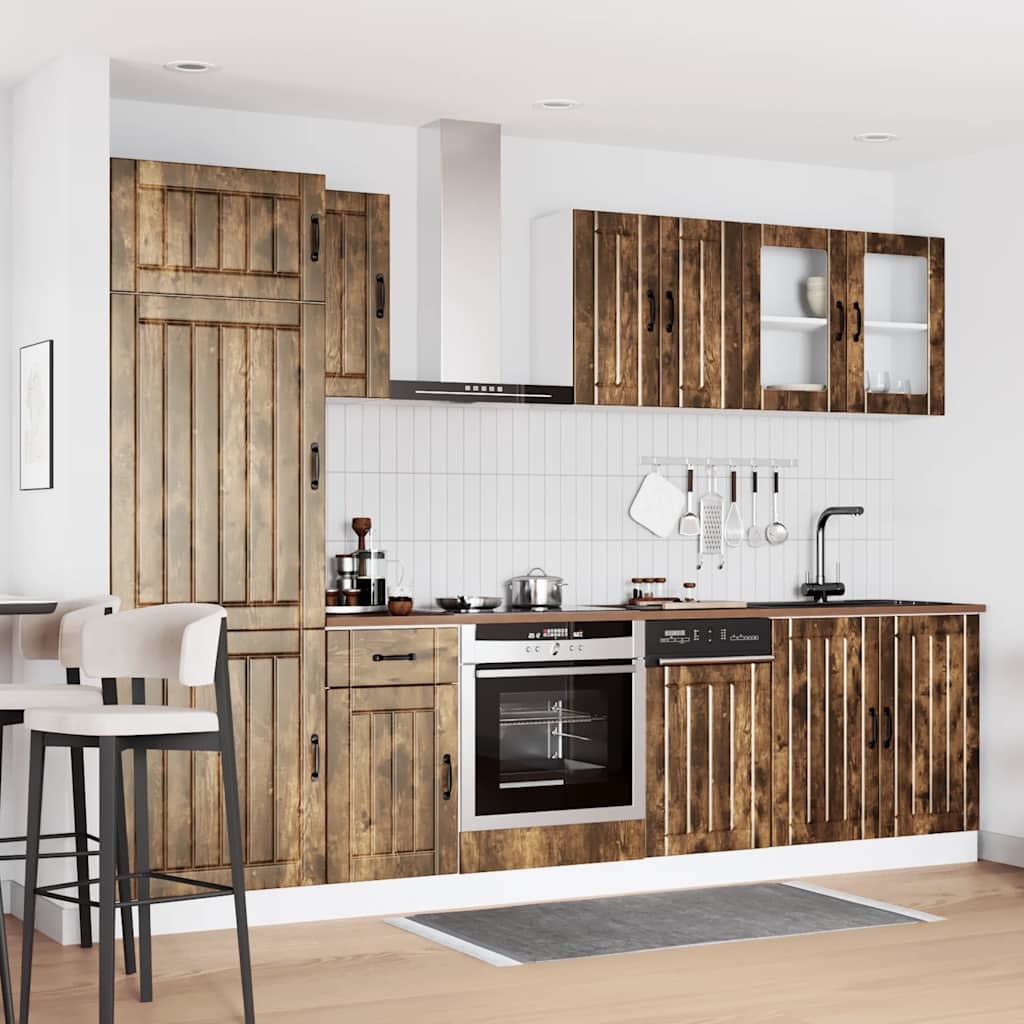 vidaXL 8-tlg. Küchenschrank-Set Lucca Räuchereiche Holzwerkstoff