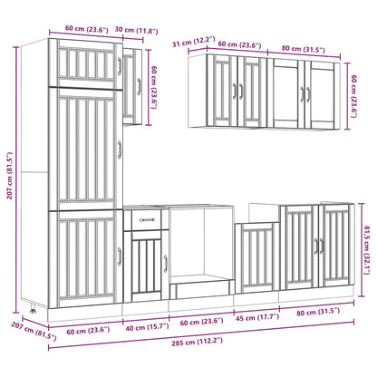 vidaXL 8-tlg. Küchenschrank-Set Lucca Räuchereiche Holzwerkstoff