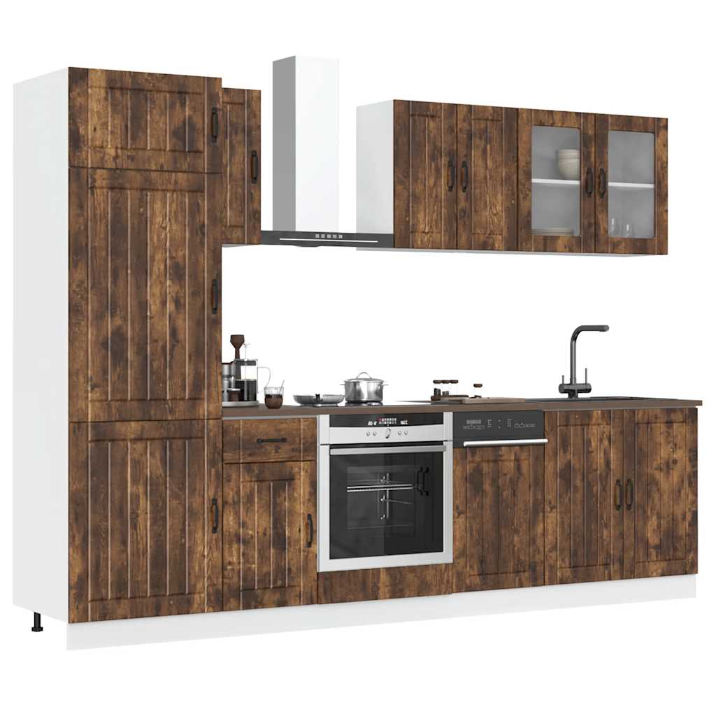 vidaXL 8-tlg. Küchenschrank-Set Lucca Räuchereiche Holzwerkstoff