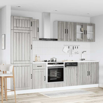 vidaXL Ensemble de 8 meubles de cuisine Kalmar gris en aggloméré façon chêne Sonoma