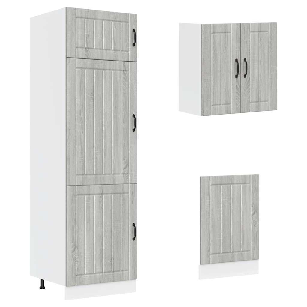 vidaXL Ensemble de 8 meubles de cuisine Kalmar gris en aggloméré façon chêne Sonoma