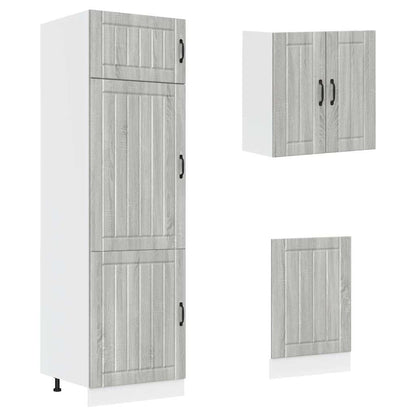vidaXL Ensemble de 8 meubles de cuisine Kalmar gris en aggloméré façon chêne Sonoma