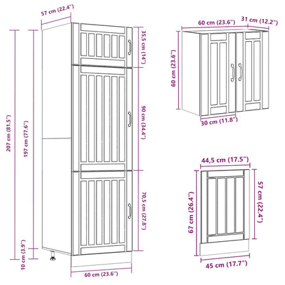 vidaXL Ensemble de 8 meubles de cuisine Kalmar gris en aggloméré façon chêne Sonoma