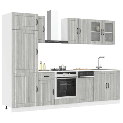 vidaXL Ensemble de 8 meubles de cuisine Kalmar gris en aggloméré façon chêne Sonoma