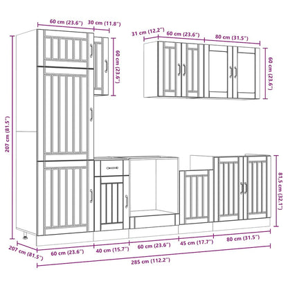 vidaXL 8-tlg. Küchenschrank-Set Lucca Braun Eichen-Optik Holzwerkstoff