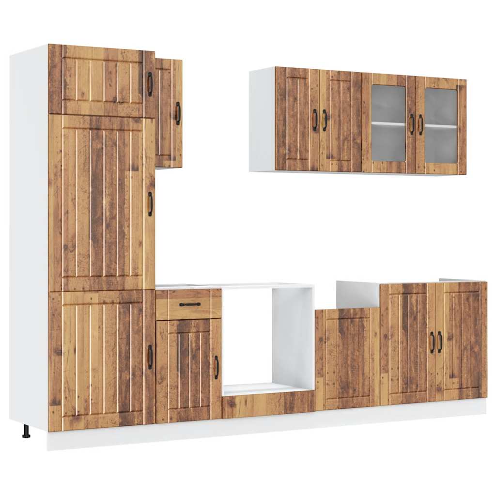 vidaXL Ensemble de 8 meubles de cuisine Kalmar aspect bois de récupération, bois d'ingénierie