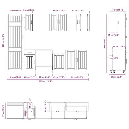 vidaXL Ensemble de 8 meubles de cuisine Kalmar aspect bois de récupération, bois d'ingénierie
