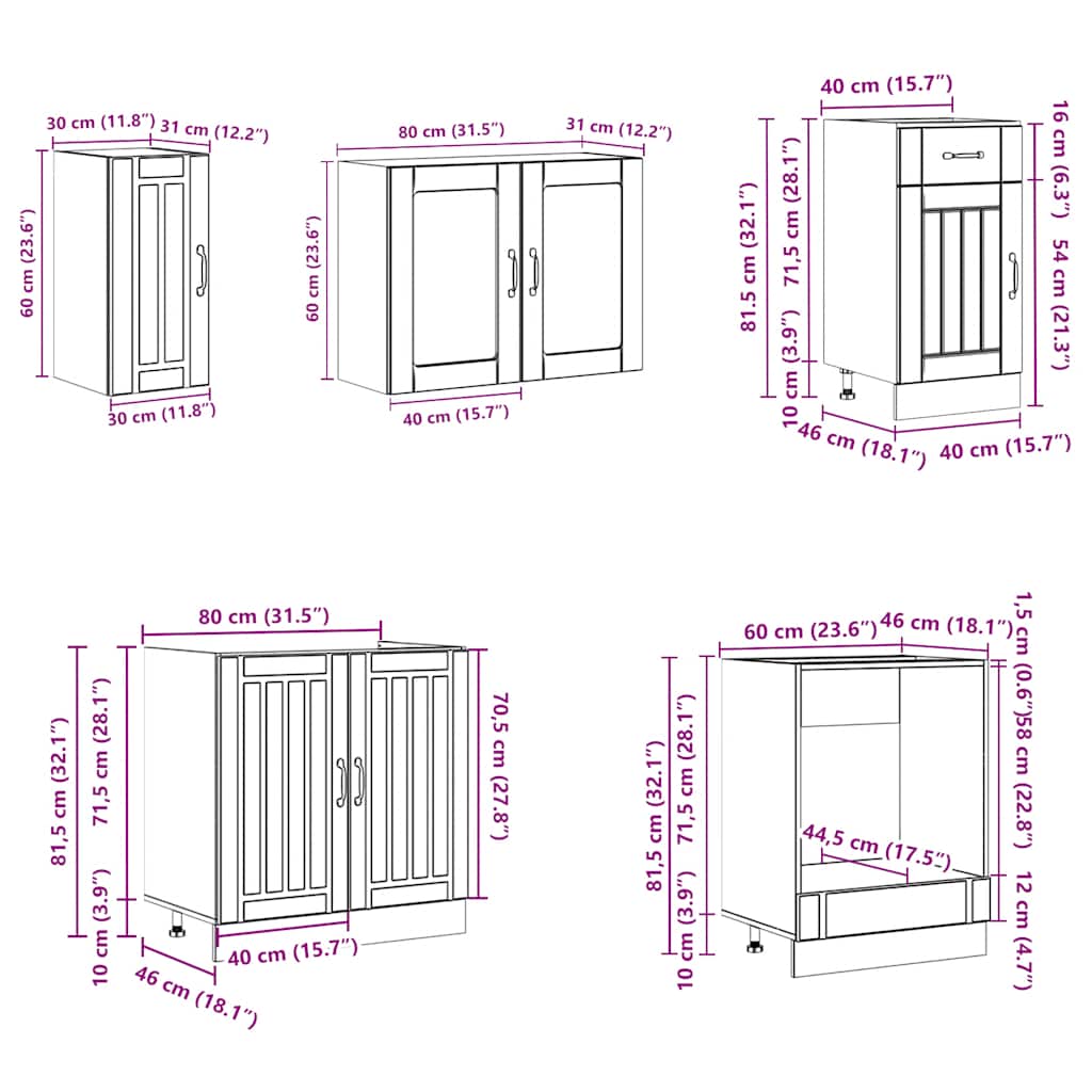 vidaXL Ensemble de 8 meubles de cuisine Kalmar aspect bois de récupération, bois d'ingénierie