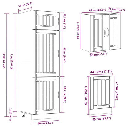 vidaXL Ensemble de 8 meubles de cuisine Kalmar aspect bois de récupération, bois d'ingénierie
