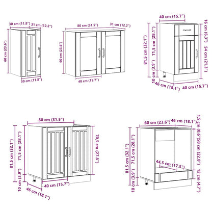 vidaXL 8-tlg. Küchenschrank-Set Kalmar Artisan-Eiche Holzwerkstoff