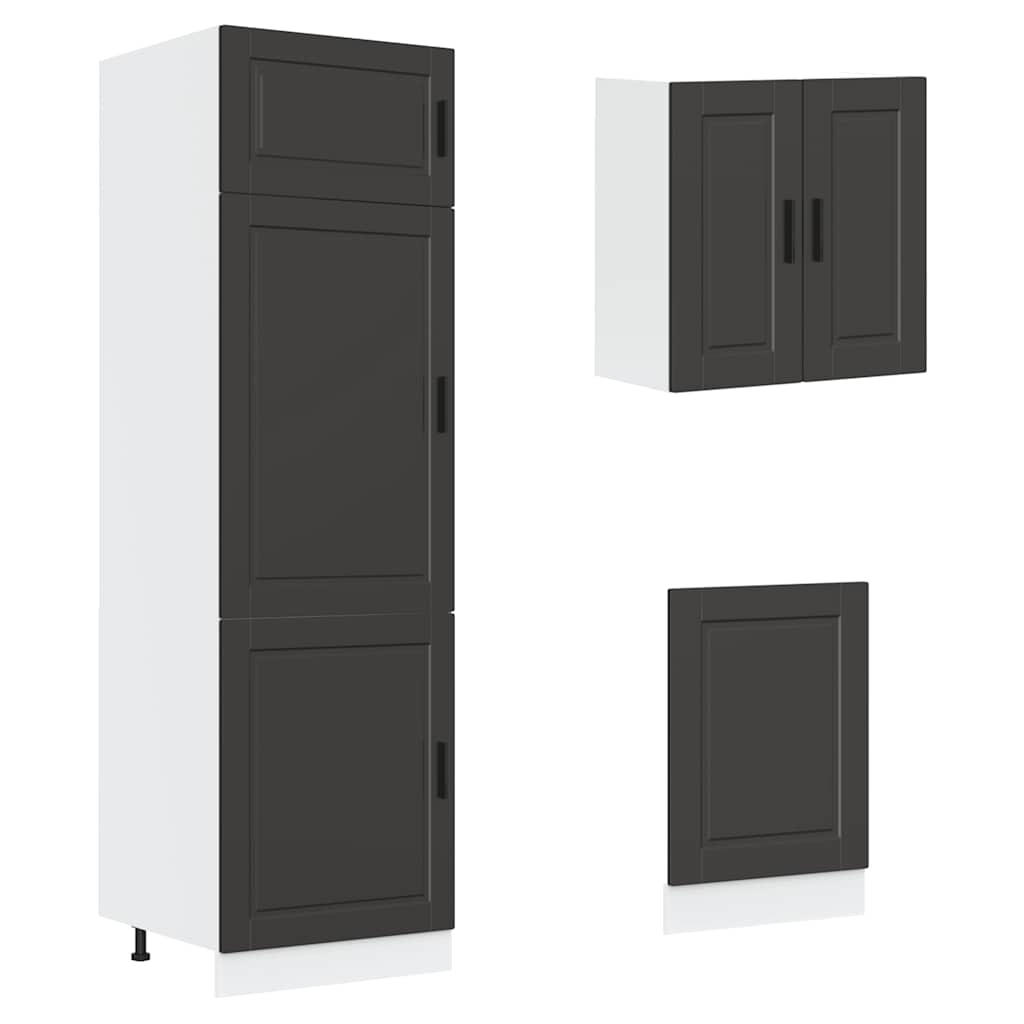 vidaXL 8-tlg. Küchenschrank-Set Porto Schwarz Holzwerkstoff
