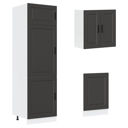 vidaXL 8-tlg. Küchenschrank-Set Porto Schwarz Holzwerkstoff